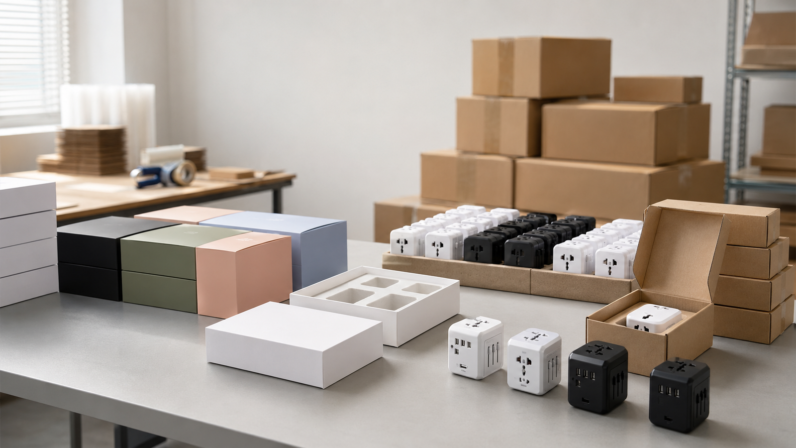 Model 913 universal travel adapter packaging for OEM projects