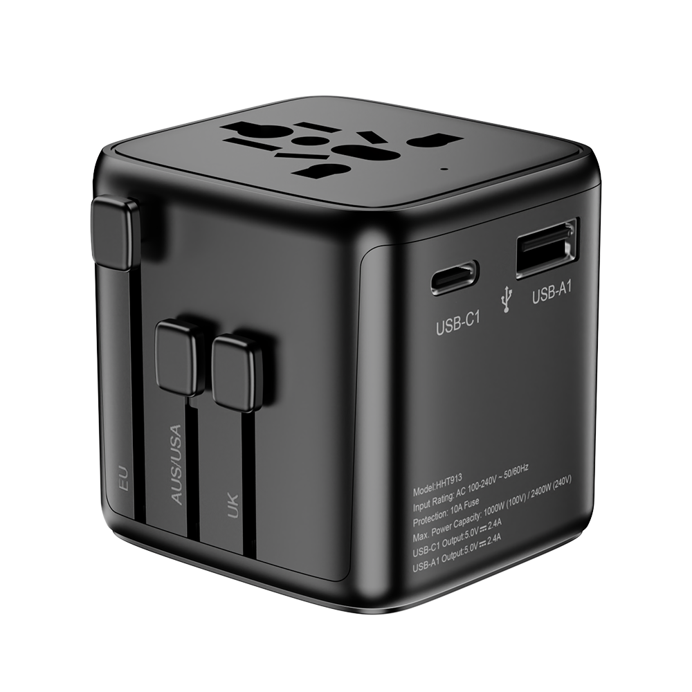 Black Model 913 universal travel adapter