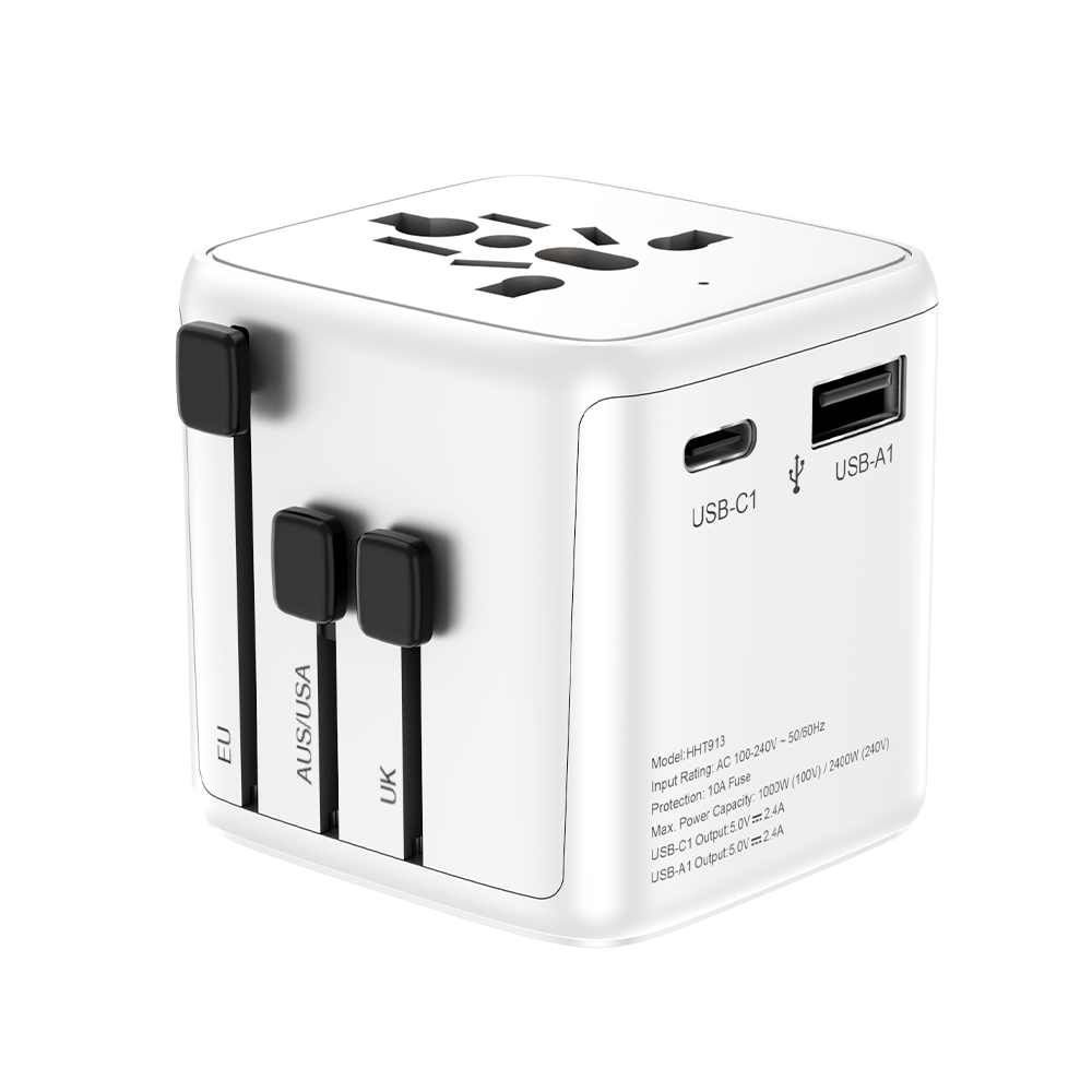 White Model 913 universal travel adapter