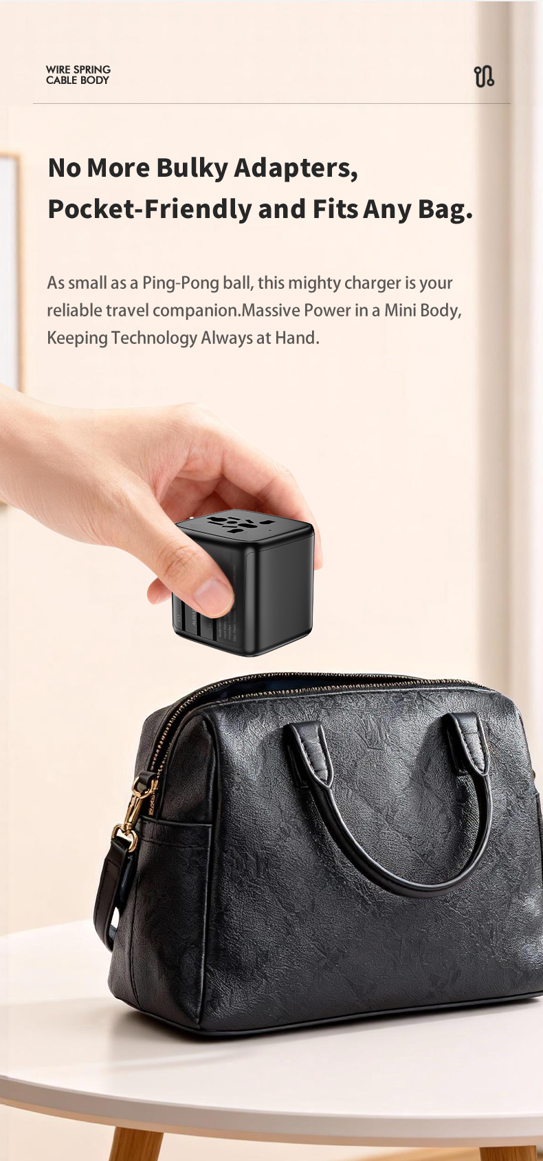 Model 913 travel adapter charging devices during travel
