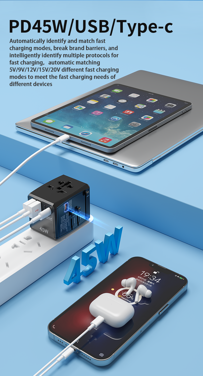 PD45W with USB-A and USB-C Ports