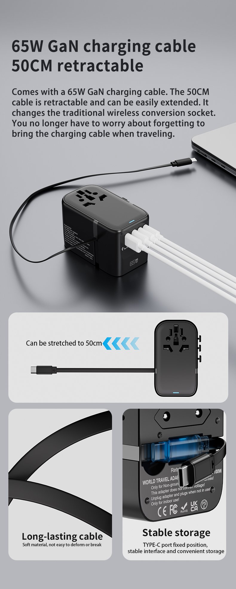 50CM retractable cable