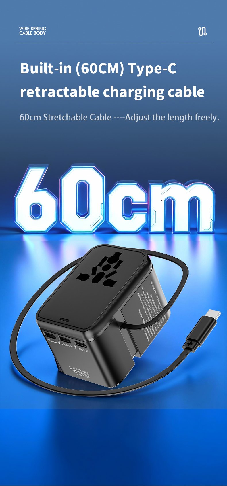 60CM retractable cable
