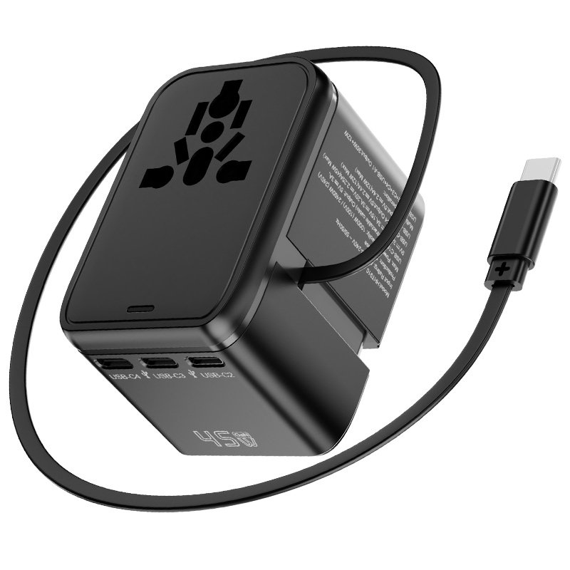 Model 910 GaN travel adapter with 60 cm retractable USB-C cable