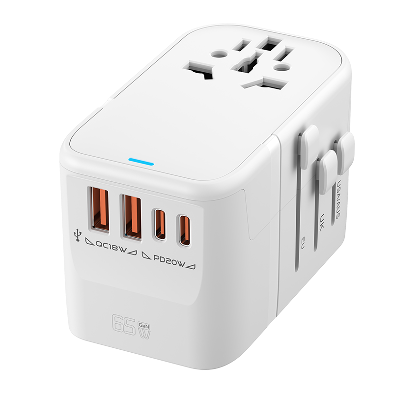 White PD65W with cable travel adapter
