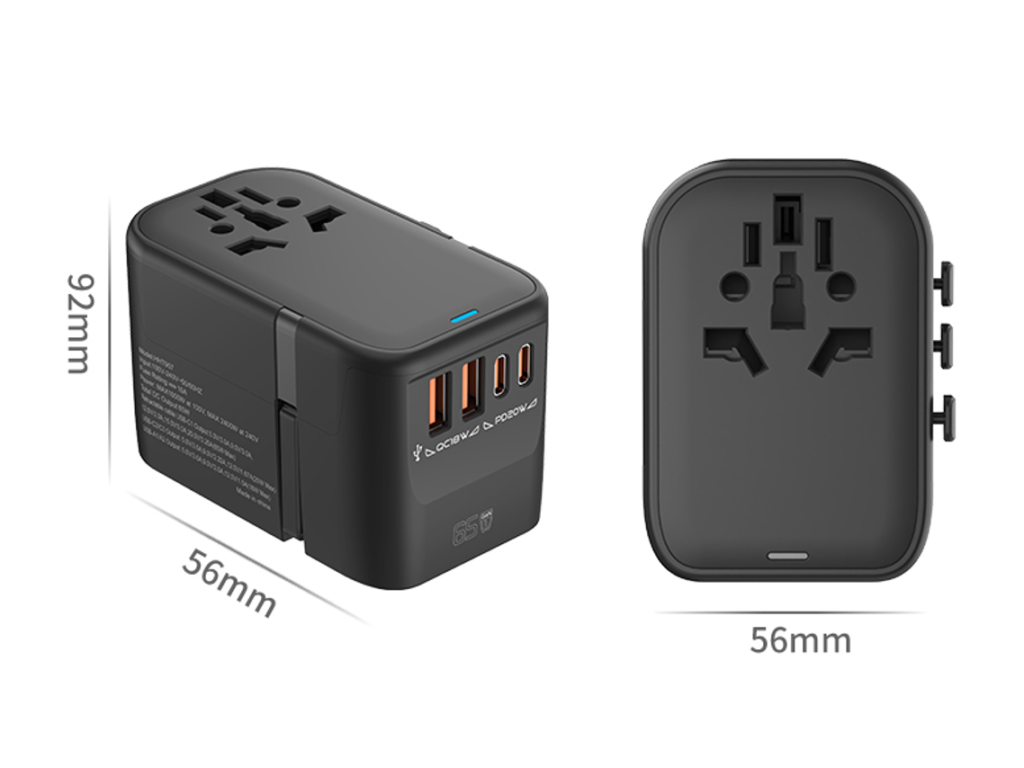 Model 907C GaN travel adapter dimensions