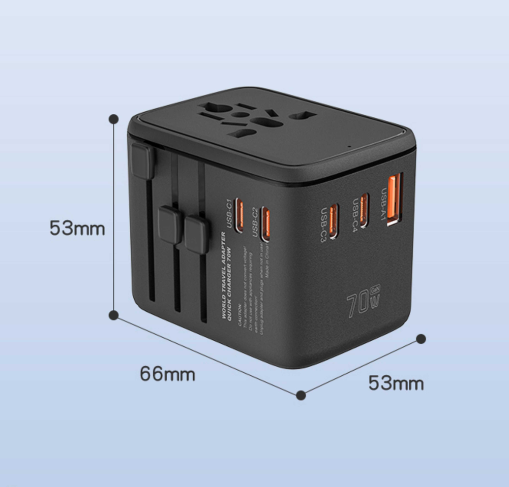 Model 908 GaN travel adapter dimensions